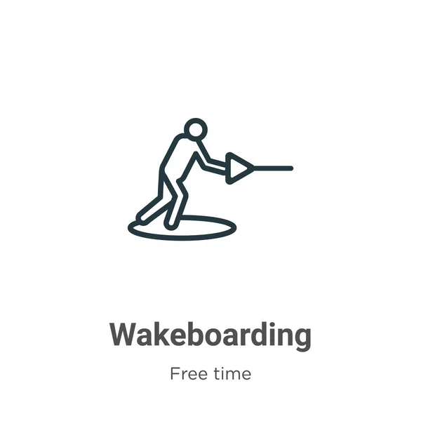 Wakeboarding Contorno Icono Vector Icono Wakeboard Negro Línea Delgada Ilustración — Vector de stock