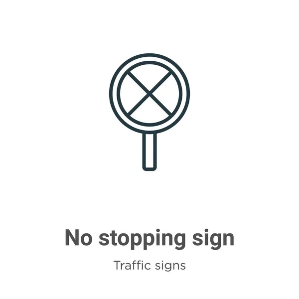 Geen Stopbord Omtrek Vectoricoon Dunne Lijn Zwart Geen Stopbord Pictogram — Stockvector