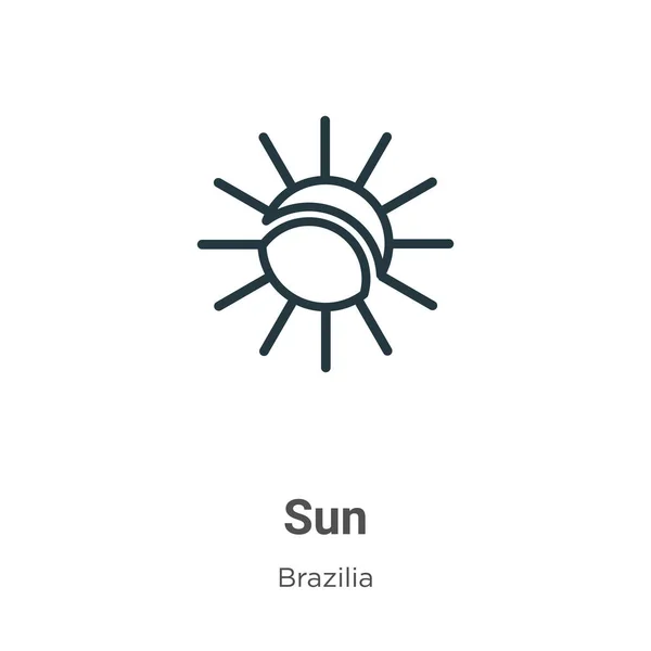 太陽アウトラインベクトルアイコン 薄いライン黒太陽のアイコン 白の背景に編集可能なブラジリアの概念分離ストロークからフラットベクトルシンプルな要素イラスト — ストックベクタ