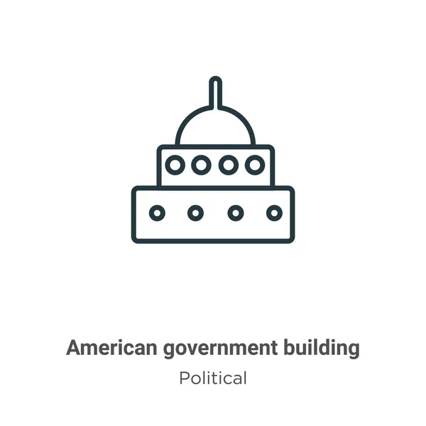 美国政府大楼轮廓矢量图标 细线美国黑人政府建筑图标 平面矢量简单元素说明从可编辑的政治概念孤立的白色笔划 — 图库矢量图片