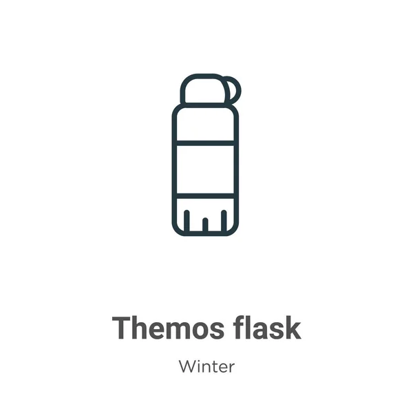 Themos Flask Outline Vetor Ícone Themos Preto Linha Fina Ícone — Vetor de Stock