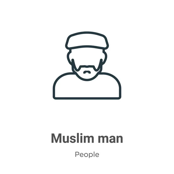 Hombre Musulmán Esbozar Icono Vector Icono Hombre Musulmán Negro Línea — Vector de stock