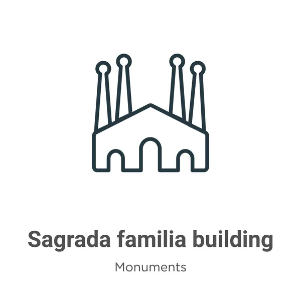Sagrada Familia Bâtiment Contour Icône Vectorielle Mince Ligne Noir Sagrada — Image vectorielle
