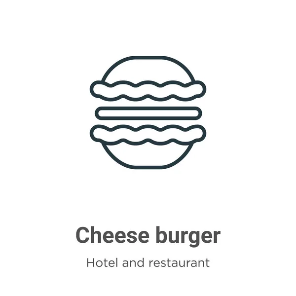 Cheese Burger Outline Vektor Symbol Dünne Linie Schwarzer Käse Burger — Stockvektor