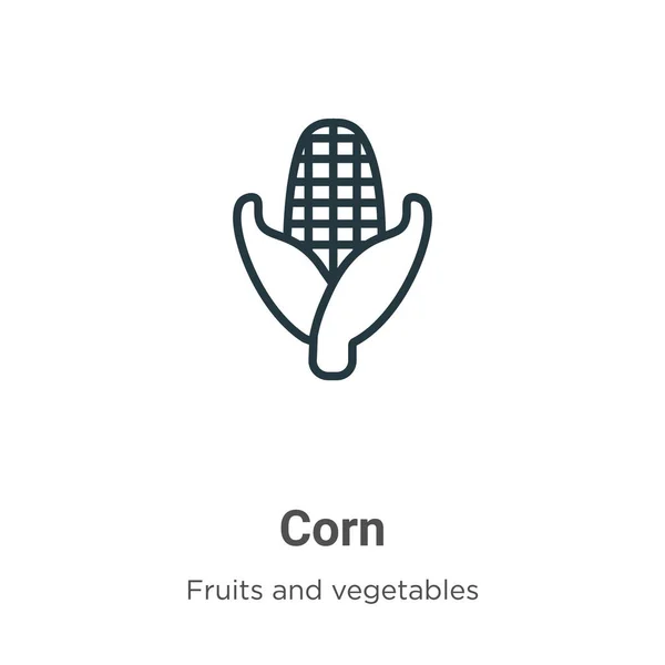 Corn Outline Vector Icon Thin Line Black Corn Icon Flat — Stock Vector
