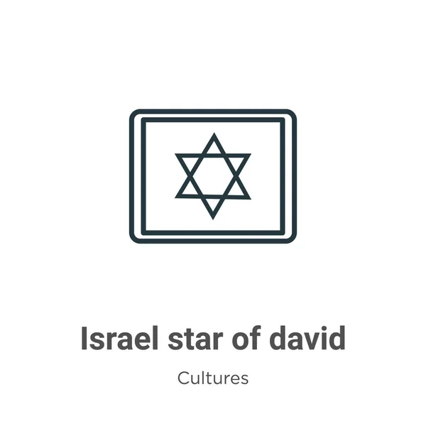 Israel Star David Outline Vector Icon Thin Line Black Israel — Stock Vector