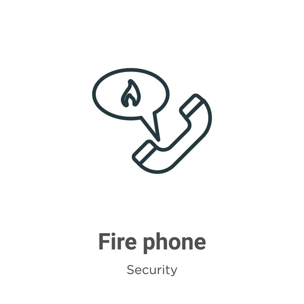 火災電話アウトラインベクトルアイコン 細い線黒火電話アイコン 白の背景に編集可能なセキュリティコンセプト分離ストロークからフラットベクトルシンプルな要素イラスト — ストックベクタ