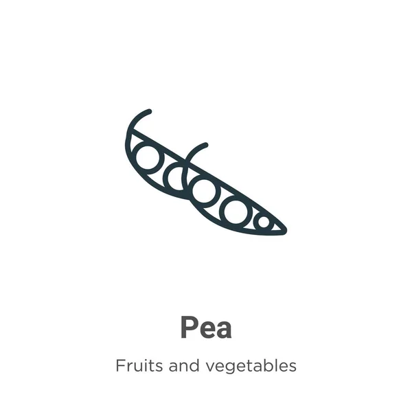 Pea Outline Vector Icon Thin Line Black Pea Icon Flat — Stock Vector