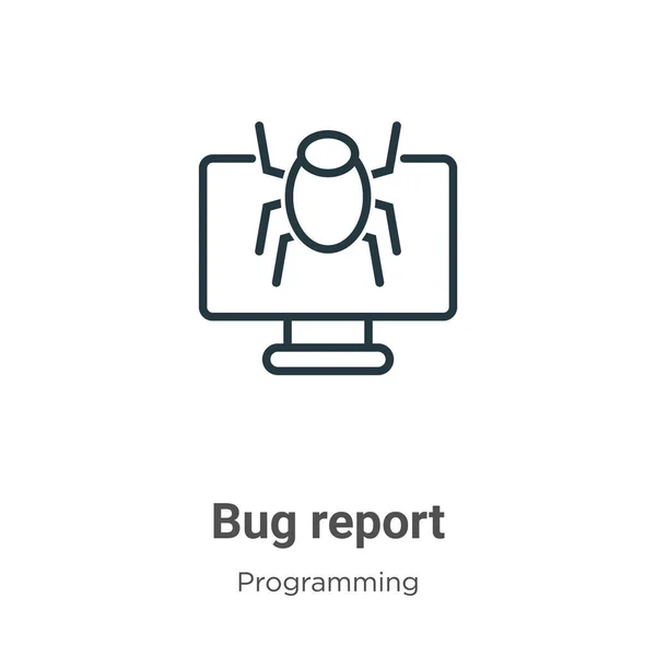 Bug Rapport Schets Vectoricoon Dunne Lijn Zwart Bug Rapport Icoon — Stockvector