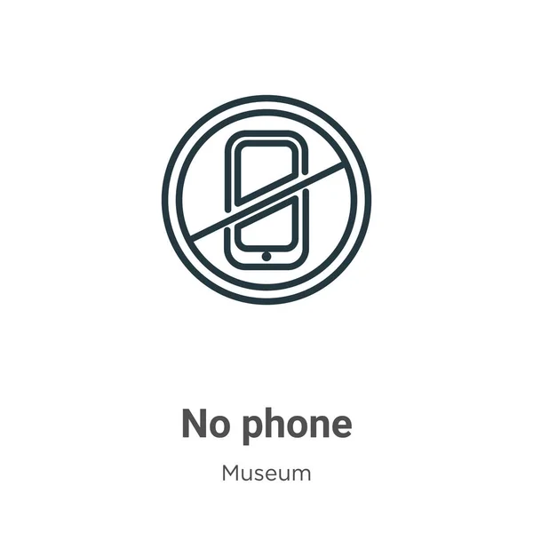 電話の輪郭ベクトルのアイコンなし 細い線黒の携帯電話のアイコン 白の背景に編集可能な博物館の概念孤立ストロークからフラットベクトルシンプルな要素イラスト — ストックベクタ