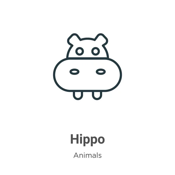 Ikon Vektor Garis Besar Hippo Garis Tipis Ikon Kuda Nil - Stok Vektor