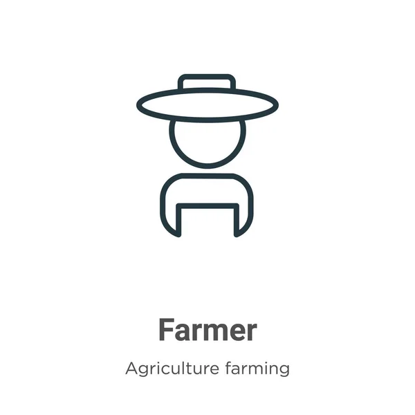 Farmer Outline Vector Icon Thin Line Black Farmer Icon Flat — Stock Vector