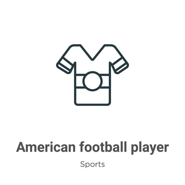 Americký Fotbalista Černý Shirt Textilní Obrys Vektorové Ikony Tenká Čára — Stockový vektor