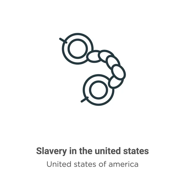 奴隶制在美国概述了矢量图标 美国图标中的细线黑奴 平面矢量简单元素 取自可编辑的美国概念孤立 — 图库矢量图片