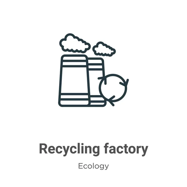 Recycling Fabriek Schets Vector Icoon Dunne Lijn Zwart Recycling Fabriek — Stockvector