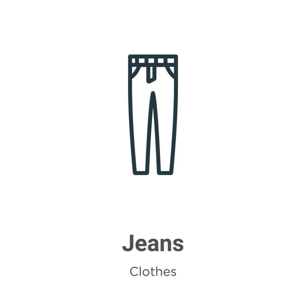 Jeans Schetsen Vectoricoon Dunne Lijn Zwarte Jeans Icoon Platte Vector — Stockvector