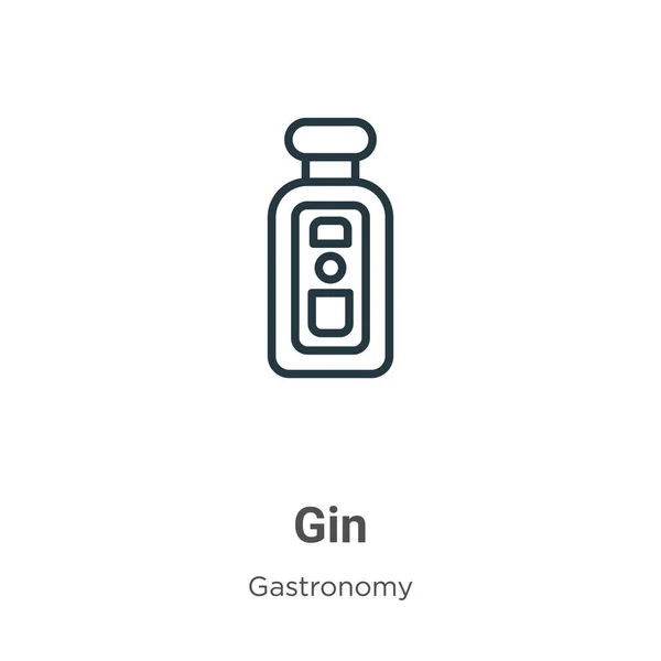 Gin Outline Vector Icoon Dunne Lijn Zwart Gin Icoon Platte — Stockvector