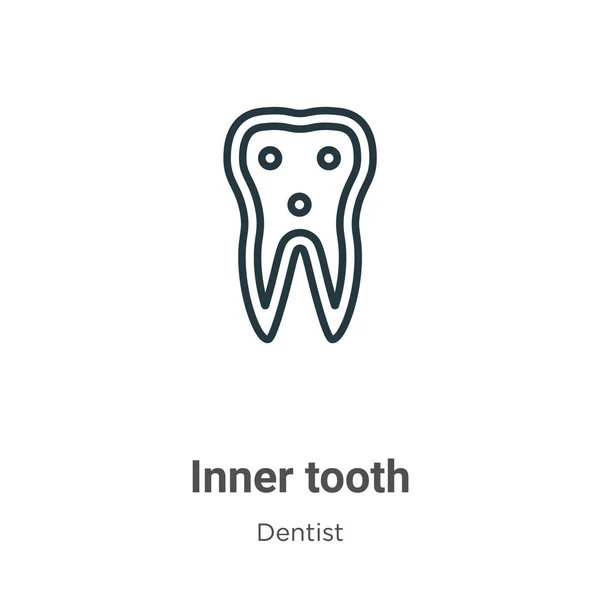 Wewnętrzny Zarys Zęba Ikona Wektora Cienki Czarny Wewnętrzny Ząb Ikona — Wektor stockowy