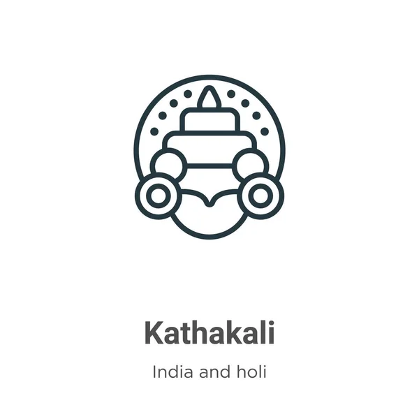 Kathakali Contorno Icono Vector Icono Kathakali Negro Línea Delgada Ilustración — Vector de stock