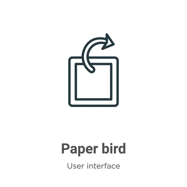 Ikona Obrysu Ptáka Papíru Tenká Čára Černý Papír Pták Ikona — Stockový vektor