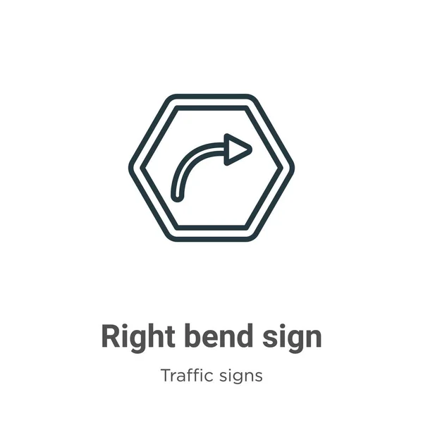 Derecha Curva Signo Contorno Vector Icono Icono Signo Curva Derecha — Archivo Imágenes Vectoriales