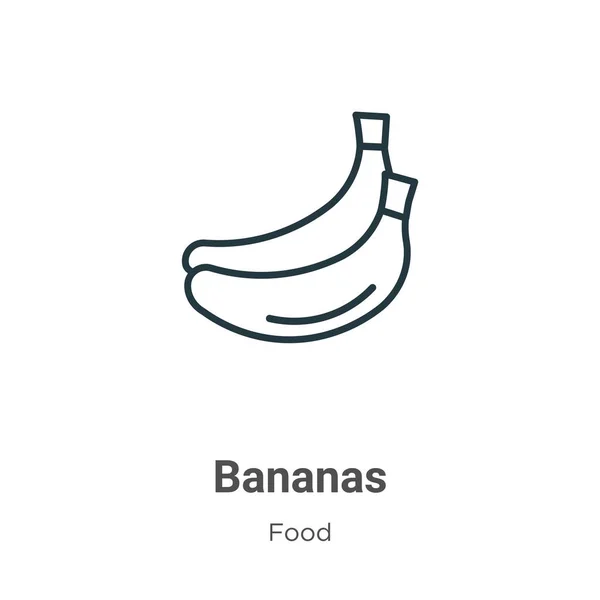 Bananas Περίγραμμα Διάνυσμα Εικονίδιο Λεπτή Γραμμή Μαύρο Εικονίδιο Μπανάνας Επίπεδη — Διανυσματικό Αρχείο