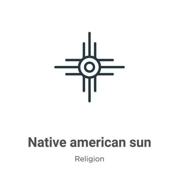 Indianische Sonne Umreißt Vektor Symbol Dünne Linie Schwarze Native Amerikanische — Stockvektor