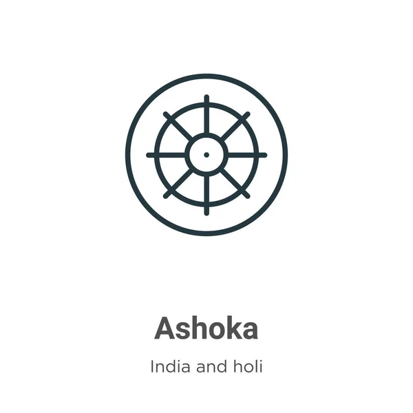 Ashoka Contorno Icono Vector Icono Ashoka Negro Línea Delgada Ilustración — Vector de stock