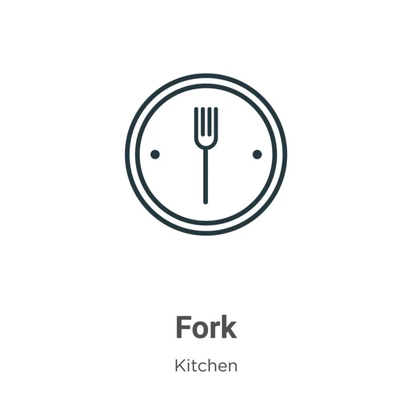 Fork Outline Vektor Icon Dünne Linie Schwarzes Gabelsymbol Flacher Vektor — Stockvektor