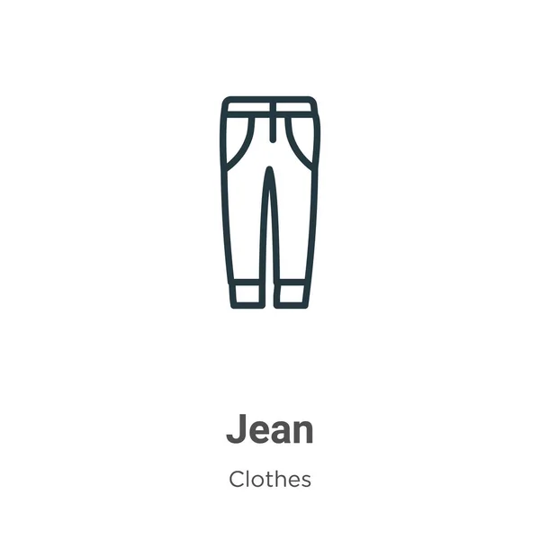 Jean Outline Vectoricoon Dunne Lijn Zwart Jean Icoon Platte Vector — Stockvector