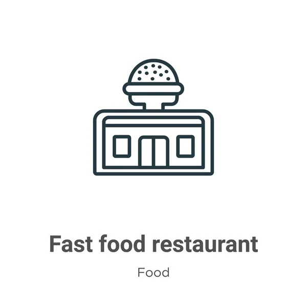 Fast Food Restoranının Ana Hatları Vektör Ikonu Nce Çizgi Siyah — Stok Vektör
