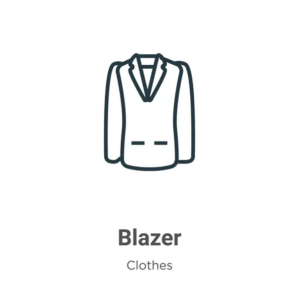 Blazer Omlijnt Vectoricoon Dunne Lijn Zwarte Blazer Icoon Platte Vector — Stockvector