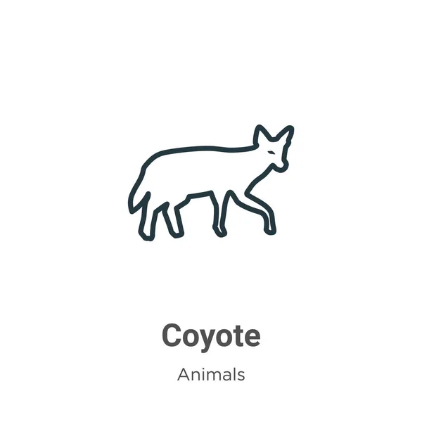 Coyote Menguraikan Ikon Vektor Ikon Coyote Hitam Garis Tipis Ilustrasi - Stok Vektor