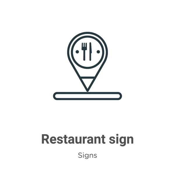 Signo Del Restaurante Icono Del Vector Contorno Icono Signo Restaurante — Vector de stock