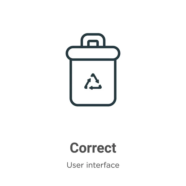 Icono Vector Contorno Correcto Línea Delgada Negro Icono Correcto Vector — Vector de stock