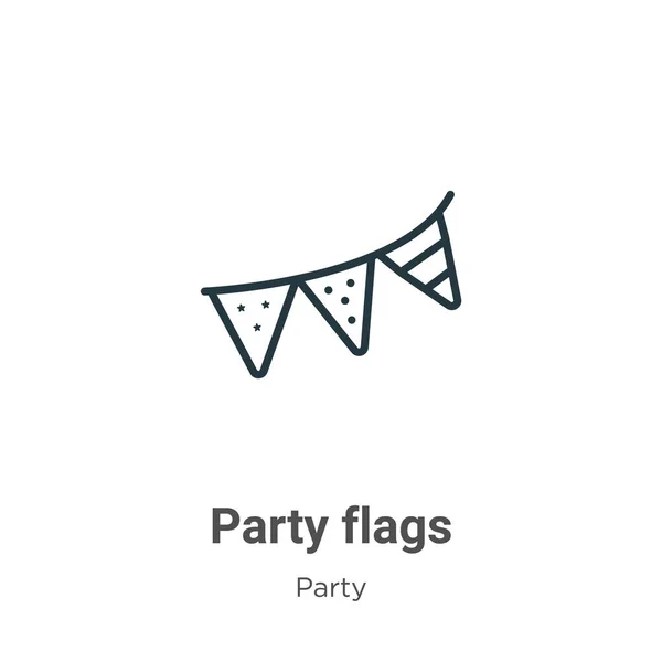 Partyflaggor Beskriver Vektorikonen Tunn Linje Svart Parti Flaggor Ikon Platt — Stock vektor