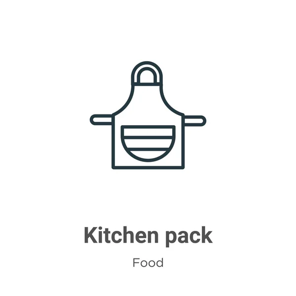 Значок Вектора Контура Кухонного Набора Тонкая Линия Черной Кухонной Упаковки — стоковый вектор