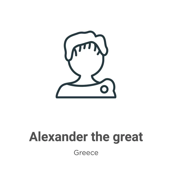 亚历山大的伟大的轮廓矢量图标 细线黑色Alexander的伟大图标 平面矢量简单的元素说明从可编辑的希腊概念孤立笔划白色背景 — 图库矢量图片