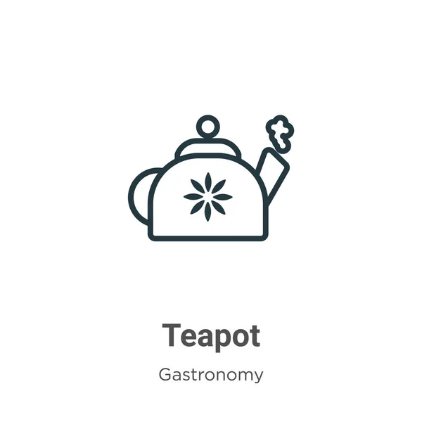 Teapot Outline Vector Icoon Dunne Lijn Zwarte Theepot Icoon Platte — Stockvector