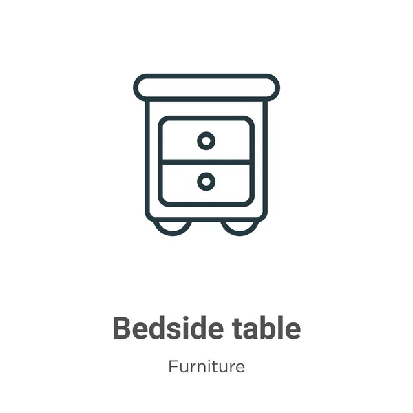 Reside Table Outline Vector Icon Тонкая Линия Черный Прикроватный Столик — стоковый вектор