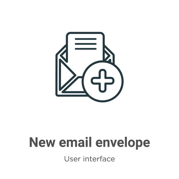 新しいメールエンベロープアウトラインベクトルアイコン 細い線黒の新しい電子メールの封筒のアイコン 白の背景に編集可能なユーザーインターフェイスの概念孤立ストロークからフラットベクトルシンプルな要素のイラスト — ストックベクタ