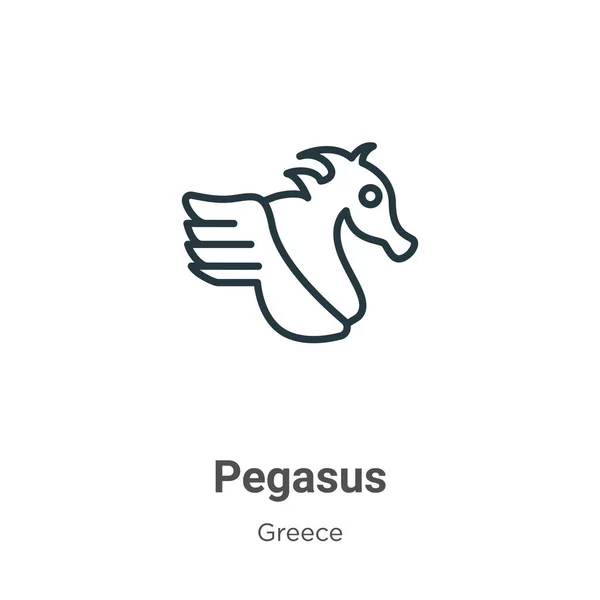 Ikona Vektoru Pegasus Tenká Čára Černá Pegasus Ikona Plochý Vektor — Stockový vektor