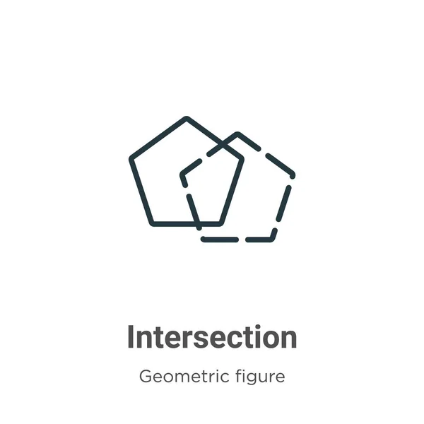 Icône Vectorielle Contour Intersection Icône Intersection Noire Ligne Mince Vecteur — Image vectorielle