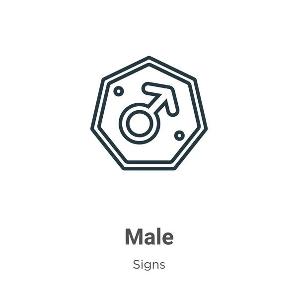 男性のシンボルアウトラインベクトルアイコン 細い線黒の男性のシンボルアイコン 白の背景に独立したストロークをコンセプトに編集可能な記号からフラットベクトルシンプルな要素イラスト — ストックベクタ