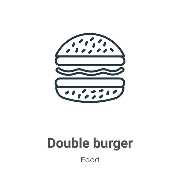 Double Icône Vectorielle Contour Burger Icône Double Burger Noir Mince — Image vectorielle