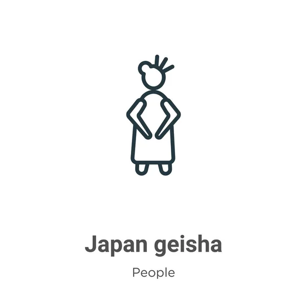 Jepang Geisha Garis Besar Ikon Vektor Garis Tipis Ikon Geisha - Stok Vektor