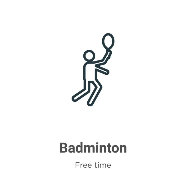 Icona Vettore Contorno Badminton Linea Sottile Icona Badminton Nero Vettore — Vettoriale Stock