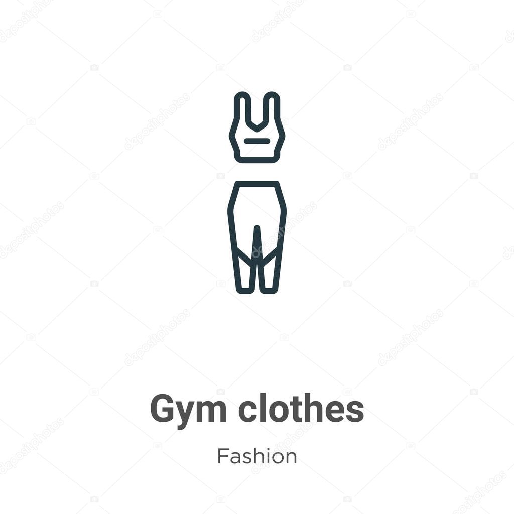 Gym clothes outline vector icon. Thin line black gym clothes icon, flat vector simple element illustration from editable fashion concept isolated stroke on white background