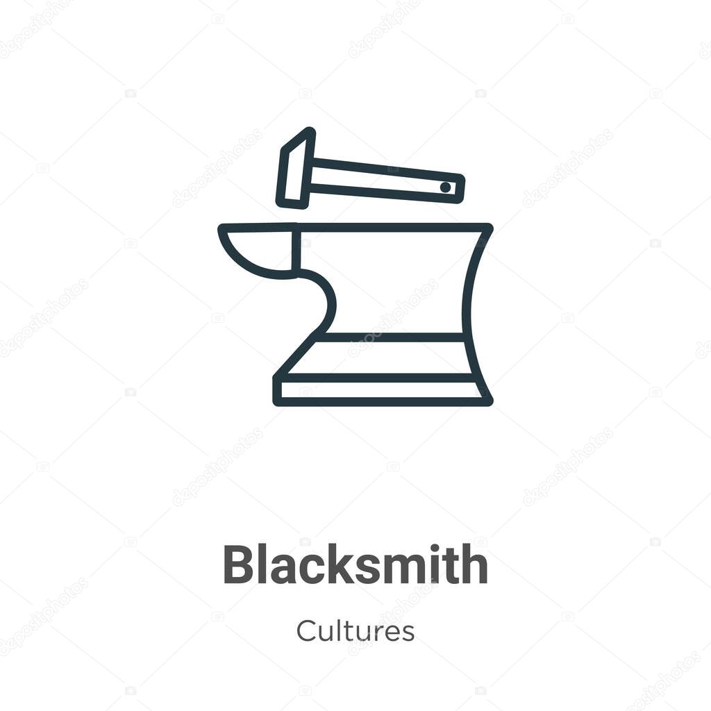 Blacksmith outline vector icon. Thin line black blacksmith icon, flat vector simple element illustration from editable cultures concept isolated stroke on white background