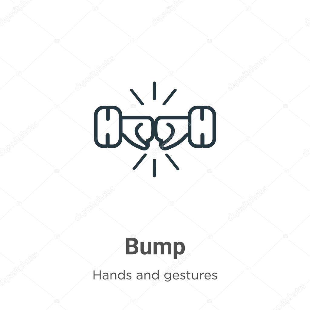 Bump outline vector icon. Thin line black bump icon, flat vector simple element illustration from editable hands and gestures concept isolated stroke on white background